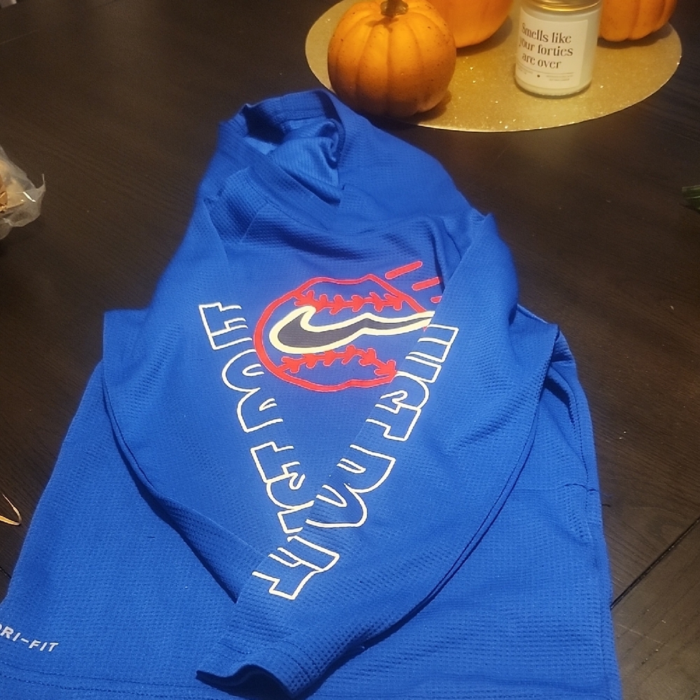 Nike Blue Dri-FIT Long Sleeve with Logo